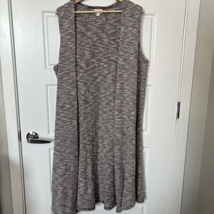 LulaRoe Sleeveless Long Duster Cardigan Size XL Cotton Blend Open Front Knit